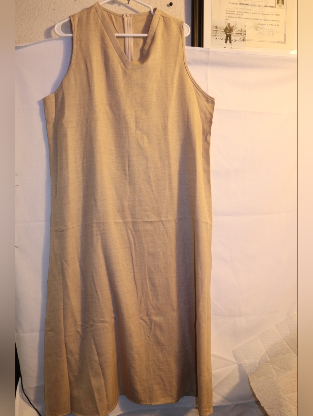 Women's‎ Midi Dress Shift Dress Sundress White Dress Tan Size 2X - Picture 4 of 10